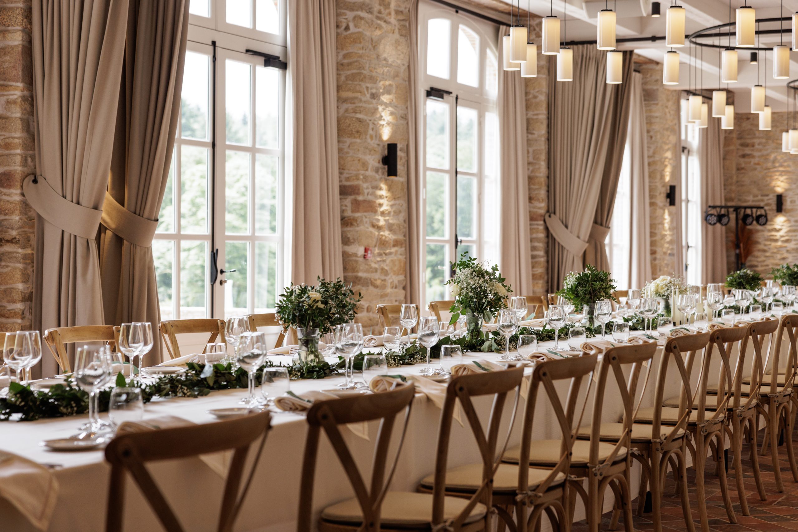 Private wedding reception room by the sea at the Domaine de Locguénolé 4-star hotel in Brittany, Morbihan department